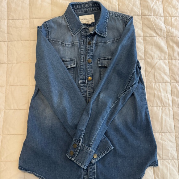 BCBGeneration - S - Blue Denim Button Down Shirt Jacket - Picture 2 of 6